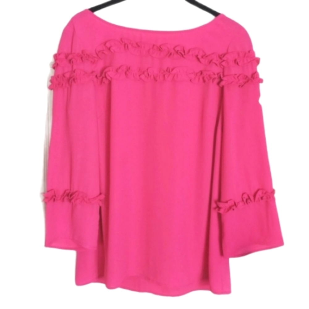 Talbots Women XS Salmon Angel Fairy Cottage Coquette Softgirl Ruffle Blouse